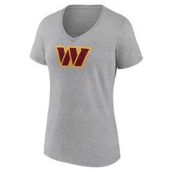 Women's Fanatics Branded Heathered Gray Washington Commanders Primary Logo V-Neck T-Shirt -Fanatics Clothing Shop 5802180 ALT2