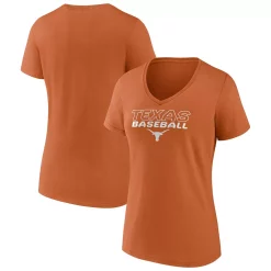 Women's Fanatics Branded Texas Orange Texas Longhorns Clean Stack Baseball V-Neck T-Shirt
