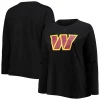 Women's Fanatics Branded Black Washington Commanders Plus Size Primary Logo Long Sleeve T-Shirt -Fanatics Clothing Shop 5821613