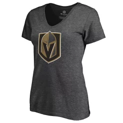 Women's Fanatics Branded Heathered Charcoal Vegas Golden Knights Plus Size Primary Logo Team V-Neck T-Shirt -Fanatics Clothing Shop 5822247 ALT2