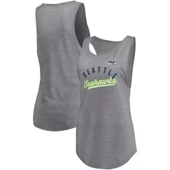 Women's Fanatics Branded Heathered Gray Seattle Seahawks Quality Time Scoop Neck Tri-Blend Tank Top -Fanatics Clothing Shop 5822501 ALT