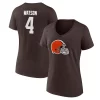Women's Fanatics Branded Deshaun Watson Brown Cleveland Browns Player Icon Name & Number V-Neck T-Shirt -Fanatics Clothing Shop 5822538