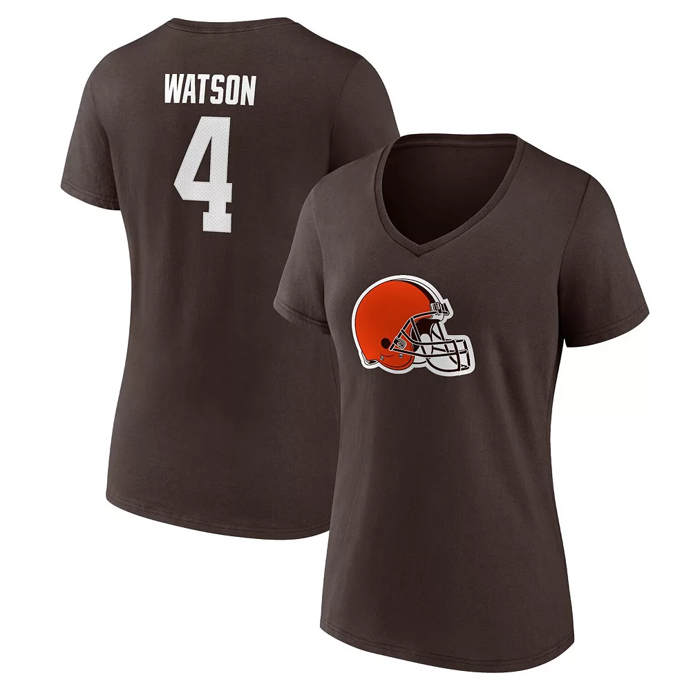 Women's Fanatics Branded Deshaun Watson Brown Cleveland Browns Player Icon Name & Number V-Neck T-Shirt 4 Women's Fanatics Branded Deshaun Watson Brown Cleveland Browns Player Icon Name & Number V-Neck T-Shirt - Image 2