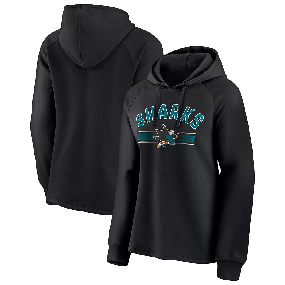 Women's Fanatics Branded Black San Jose Sharks Perfect Play Raglan Pullover Hoodie 3 Women's Fanatics Branded Black San Jose Sharks Perfect Play Raglan Pullover Hoodie