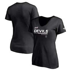 Women's Fanatics Branded Black New Jersey Devils Authentic Pro Alternate Logo V-Neck T-Shirt