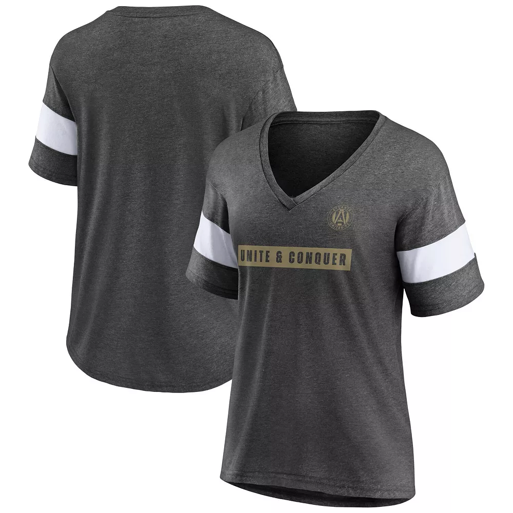 Women's Fanatics Branded Heathered Charcoal Atlanta United FC Tri-Blend V-Neck T-Shirt 3 Women's Fanatics Branded Heathered Charcoal Atlanta United FC Tri-Blend V-Neck T-Shirt