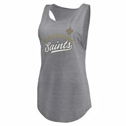 Women's Fanatics Branded Heathered Gray New Orleans Saints Quality Time Scoop Neck Tri-Blend Tank Top -Fanatics Clothing Shop 5845450 ALT2