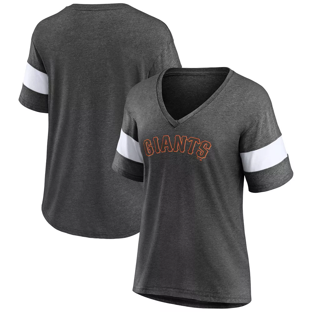 Women's Fanatics Branded Heathered Charcoal San Francisco Giants Wordmark V-Neck Tri-Blend T-Shirt 3 Women's Fanatics Branded Heathered Charcoal San Francisco Giants Wordmark V-Neck Tri-Blend T-Shirt