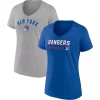 Women's Fanatics Branded Blue/Heathered Gray New York Rangers 2-Pack V-Neck T-Shirt Set -Fanatics Clothing Shop 5862169