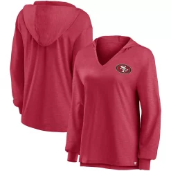 Women's Fanatics Branded Scarlet San Francisco 49ers Jumper V-Neck Pullover Hoodie