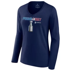 Women's Fanatics Branded Navy Colorado Avalanche 2022 Stanley Cup Champions Celebration V-Neck Long Sleeve T-Shirt -Fanatics Clothing Shop 5908425 ALT2