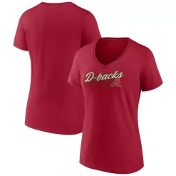 Women's Fanatics Branded Red Arizona Diamondbacks One & Only V-Neck T-Shirt
