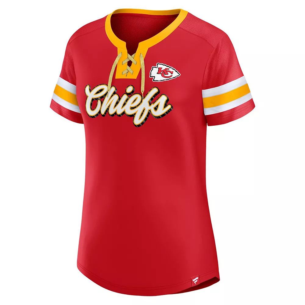 Women's Fanatics Branded Red Kansas City Chiefs Original State Lace-Up T-Shirt 5 Women's Fanatics Branded Red Kansas City Chiefs Original State Lace-Up T-Shirt - Image 3