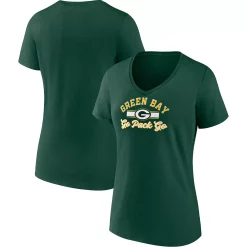 Women's Fanatics Branded Green Green Bay Packers Slogan V-Neck T-Shirt -Fanatics Clothing Shop 5916097 ALT