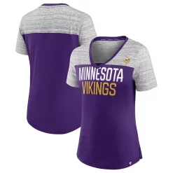 Women's Fanatics Branded Purple/Heathered Gray Minnesota Vikings Close Quarters V-Neck T-Shirt