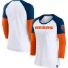 Women's Fanatics Branded White/Navy Chicago Bears Durable Raglan 3/4-Sleeve T-Shirt -Fanatics Clothing Shop 5917201