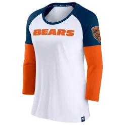 Women's Fanatics Branded White/Navy Chicago Bears Durable Raglan 3/4-Sleeve T-Shirt -Fanatics Clothing Shop 5917201 ALT2