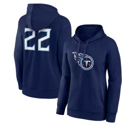 Women's Fanatics Branded Derrick Henry Navy Tennessee Titans Player Icon Name & Number Pullover Hoodie -Fanatics Clothing Shop 5917447 ALT