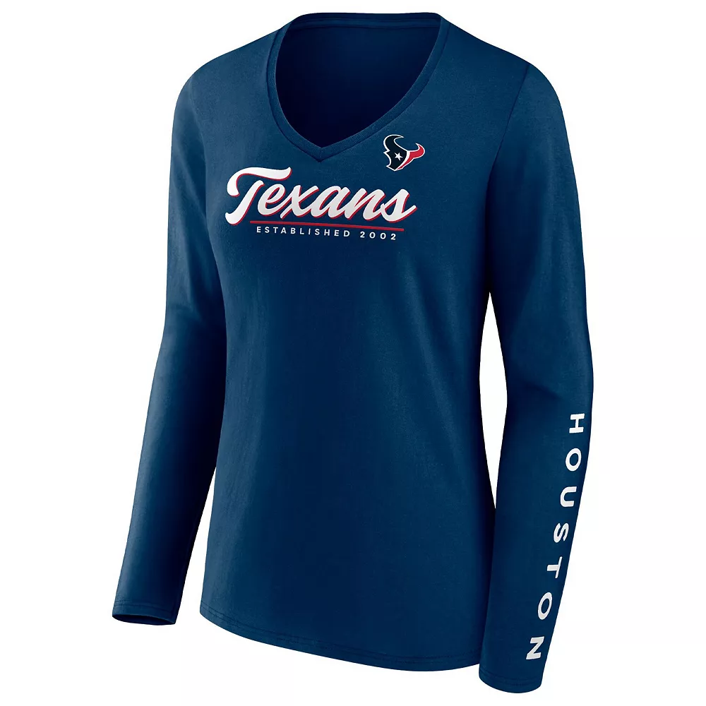 Women's Fanatics Branded Navy Houston Texans Drive Forward V-Neck Long Sleeve T-Shirt 5 Women's Fanatics Branded Navy Houston Texans Drive Forward V-Neck Long Sleeve T-Shirt - Image 3