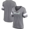 Women's Fanatics Branded Heathered Gray Miami Dolphins Give It All Half-Sleeve V-Neck T-Shirt