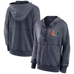 Women's Fanatics Branded Heathered Charcoal Miami Hurricanes Overall Speed Lace-Up Pullover Hoodie