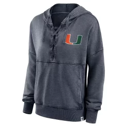 Women's Fanatics Branded Heathered Charcoal Miami Hurricanes Overall Speed Lace-Up Pullover Hoodie -Fanatics Clothing Shop 5930100 ALT2