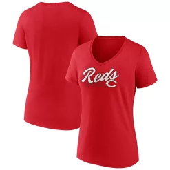 Women's Fanatics Branded Red Cincinnati Reds One & Only V-Neck T-Shirt