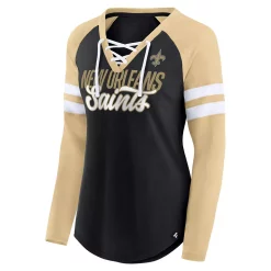 Women's Fanatics Branded Black/Gold New Orleans Saints True to Form Raglan Lace-Up V-Neck Long Sleeve T-Shirt 7 Women's Fanatics Branded Black/Gold New Orleans Saints True to Form Raglan Lace-Up V-Neck Long Sleeve T-Shirt -Fanatics Clothing Shop 5936251 ALT2