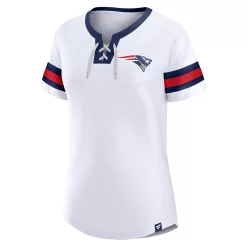 Women's Fanatics Branded White New England Patriots Sunday Best Lace-Up T-Shirt -Fanatics Clothing Shop 5936455 ALT2