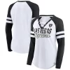 Women's Fanatics Branded White/Black Las Vegas Raiders True to Form Raglan Lace-Up V-Neck Long Sleeve T-Shirt -Fanatics Clothing Shop 5936468
