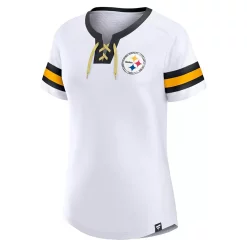 Women's Fanatics Branded White Pittsburgh Steelers Sunday Best Lace-Up T-Shirt -Fanatics Clothing Shop 5936539 ALT2