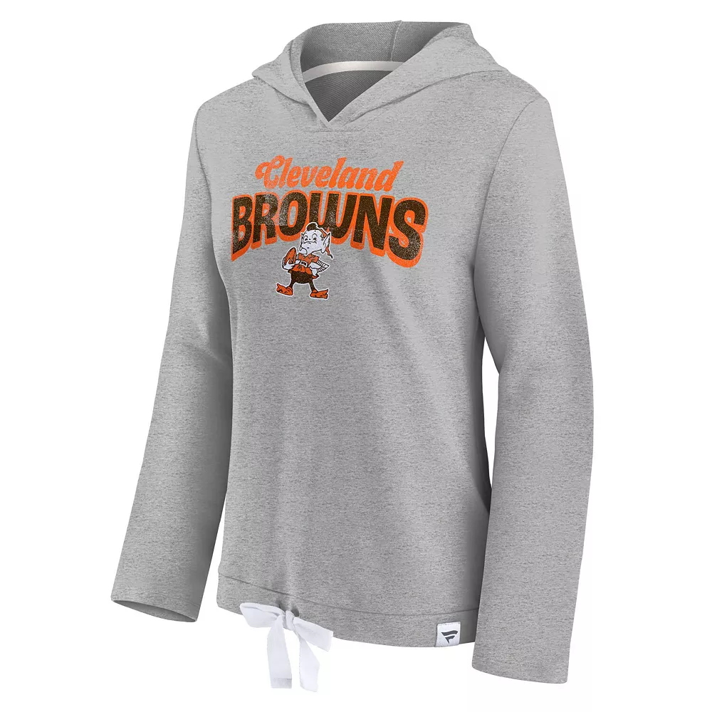 Women's Fanatics Branded Heather Gray Cleveland Browns First Team Flowy Cropped Pullover Hoodie 5 Women's Fanatics Branded Heather Gray Cleveland Browns First Team Flowy Cropped Pullover Hoodie - Image 3