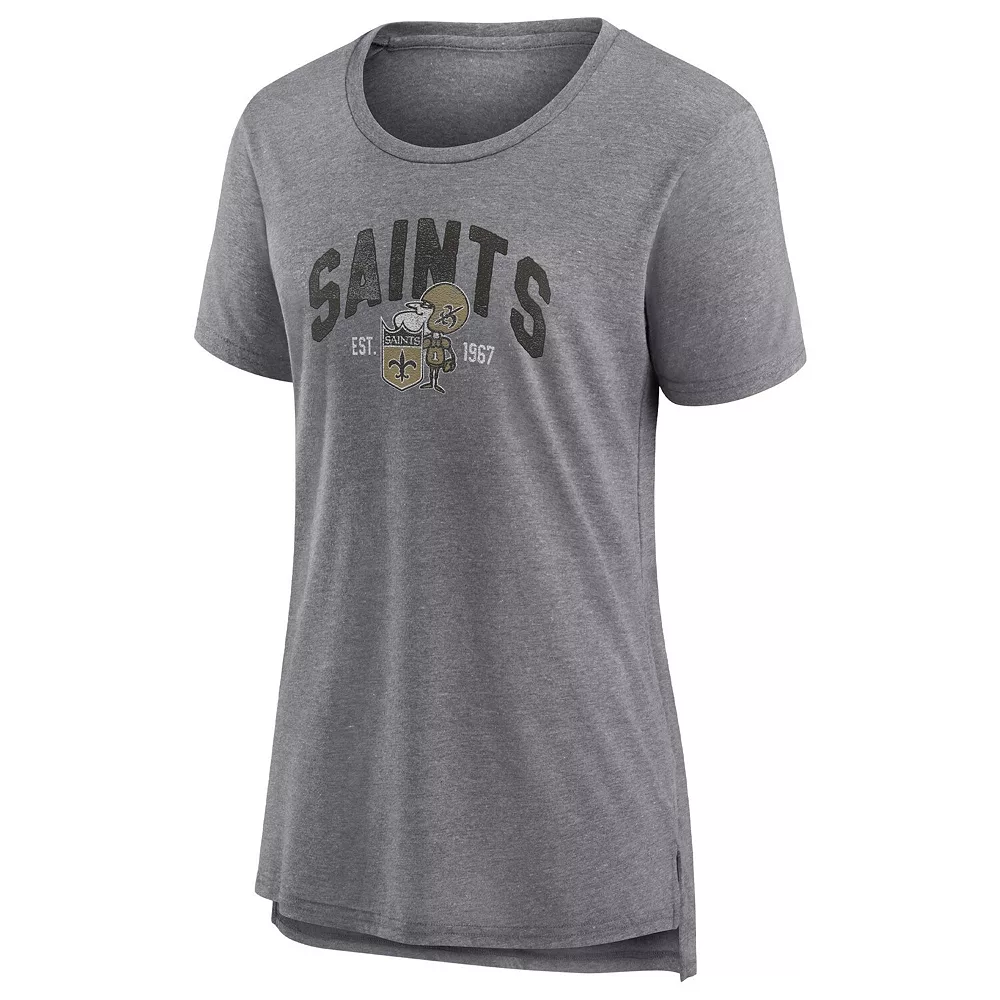 Women's Fanatics Branded Heathered Gray New Orleans Saints Drop Back Modern T-Shirt 5 Women's Fanatics Branded Heathered Gray New Orleans Saints Drop Back Modern T-Shirt - Image 3