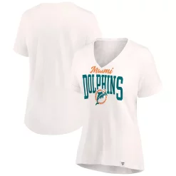 Women's Fanatics Branded Oatmeal Miami Dolphins Motivating Force V-Neck T-Shirt