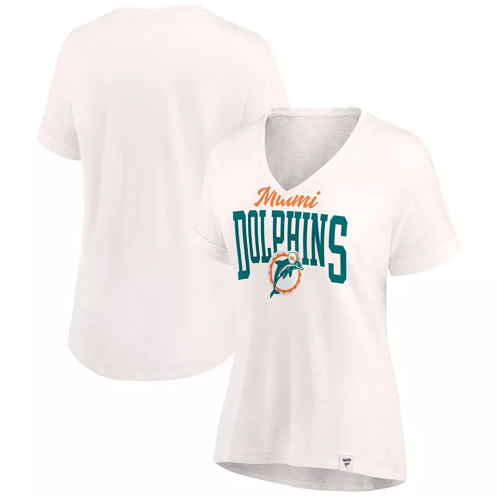 Women's Fanatics Branded Oatmeal Miami Dolphins Motivating Force V-Neck T-Shirt 4 Women's Fanatics Branded Oatmeal Miami Dolphins Motivating Force V-Neck T-Shirt - Image 2