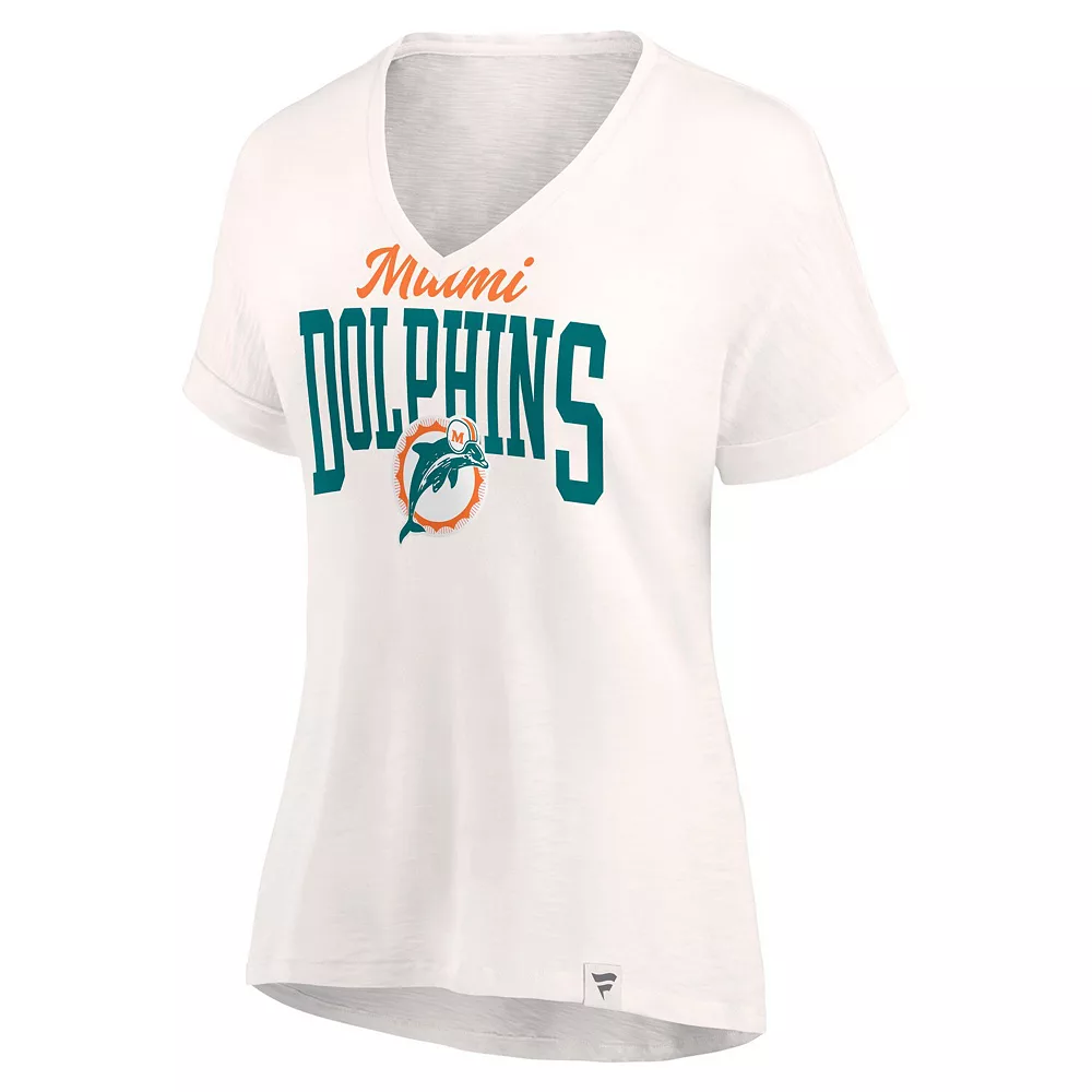 Women's Fanatics Branded Oatmeal Miami Dolphins Motivating Force V-Neck T-Shirt 5 Women's Fanatics Branded Oatmeal Miami Dolphins Motivating Force V-Neck T-Shirt - Image 3
