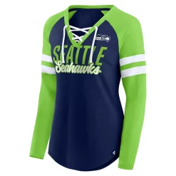 Women's Fanatics Branded College Navy/Neon Green Seattle Seahawks True to Form Raglan Lace-Up V-Neck Long Sleeve T-Shirt 7 Women's Fanatics Branded College Navy/Neon Green Seattle Seahawks True to Form Raglan Lace-Up V-Neck Long Sleeve T-Shirt -Fanatics Clothing Shop 5938126 ALT2
