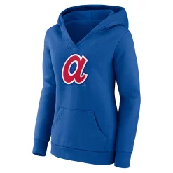 Women's Fanatics Branded Royal Atlanta Braves Forbes Crossover V-Neck Pullover Hoodie -Fanatics Clothing Shop 5938268 ALT2