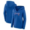 Women's Fanatics Branded Royal Atlanta Braves Wahconah Crossover V-Neck Pullover Hoodie