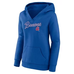 Women's Fanatics Branded Royal Atlanta Braves Wahconah Crossover V-Neck Pullover Hoodie -Fanatics Clothing Shop 5938433 ALT2