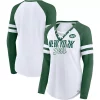 Women's Fanatics Branded White/Green New York Jets True to Form Raglan Lace-Up V-Neck Long Sleeve T-Shirt -Fanatics Clothing Shop 5938653