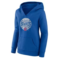 Women's Fanatics Branded Royal Atlanta Braves Slider Crossover V-Neck Pullover Hoodie -Fanatics Clothing Shop 5938741 ALT2