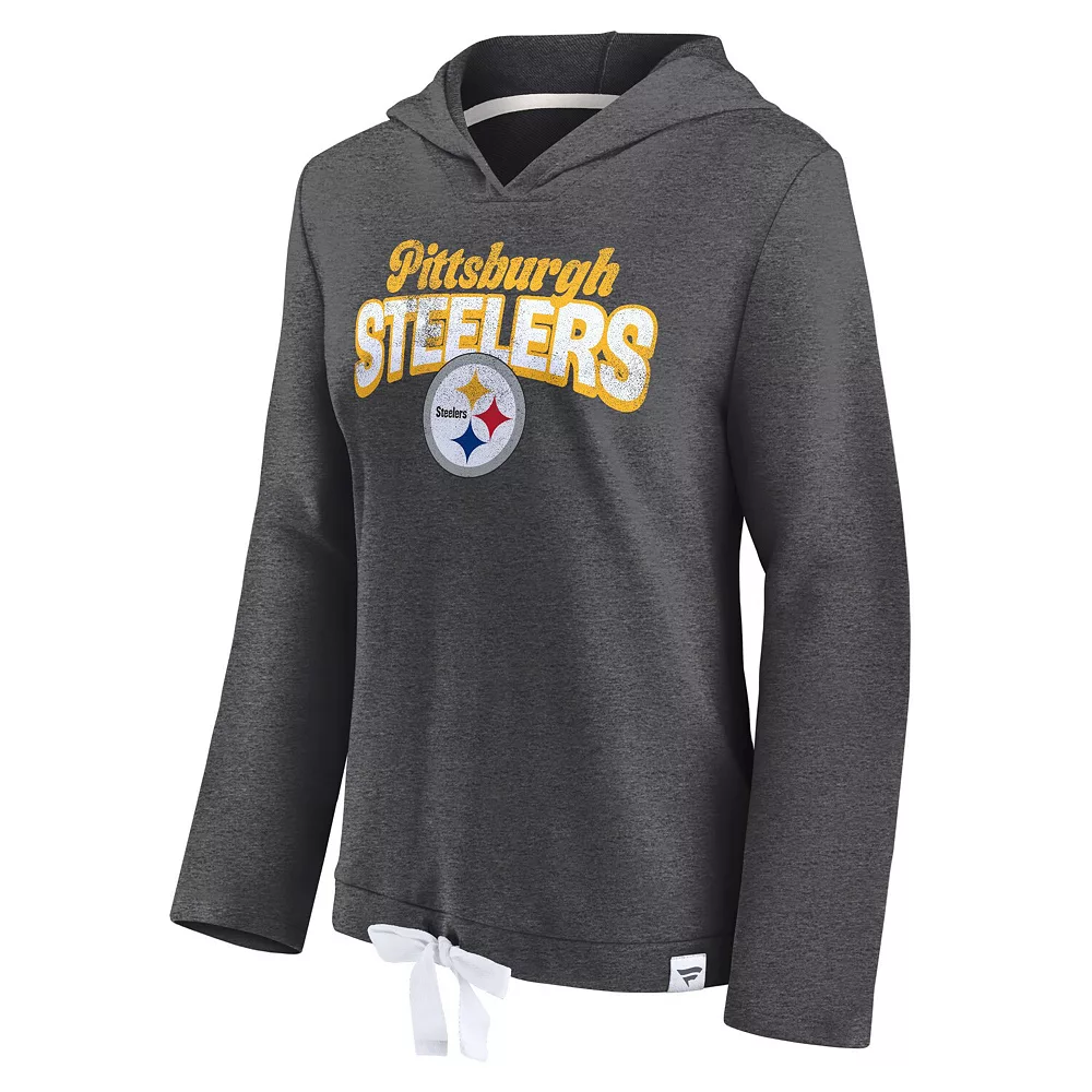 Women's Fanatics Branded Heathered Charcoal Pittsburgh Steelers First Team Flowy Pullover Hoodie 5 Women's Fanatics Branded Heathered Charcoal Pittsburgh Steelers First Team Flowy Pullover Hoodie - Image 3