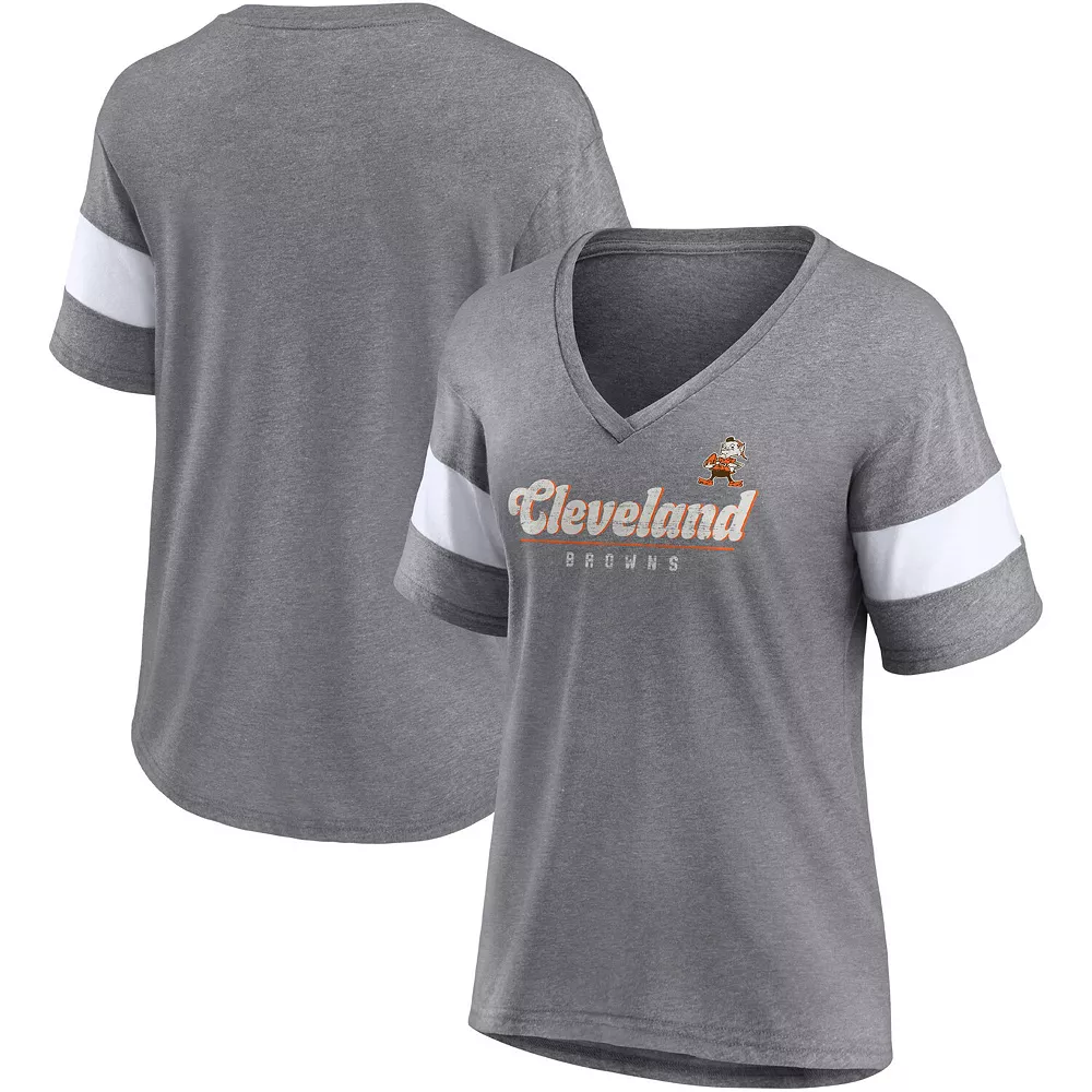 Women's Fanatics Branded Heathered Gray Cleveland Browns Give It All Half-Sleeve V-Neck T-Shirt 3 Women's Fanatics Branded Heathered Gray Cleveland Browns Give It All Half-Sleeve V-Neck T-Shirt