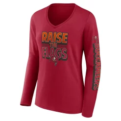 Women's Fanatics Branded Red Tampa Bay Buccaneers Hometown Sweep Long Sleeve V-Neck T-Shirt -Fanatics Clothing Shop 5951101 ALT2