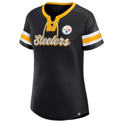 Women's Fanatics Branded Black Pittsburgh Steelers Original State Lace-Up T-Shirt -Fanatics Clothing Shop 5951208 ALT2