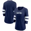 Women's Fanatics Branded Heathered College Navy Seattle Seahawks Primary Logo 3/4 Sleeve Scoop Neck T-Shirt -Fanatics Clothing Shop 5951251
