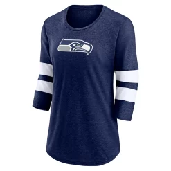 Women's Fanatics Branded Heathered College Navy Seattle Seahawks Primary Logo 3/4 Sleeve Scoop Neck T-Shirt 7 Women's Fanatics Branded Heathered College Navy Seattle Seahawks Primary Logo 3/4 Sleeve Scoop Neck T-Shirt -Fanatics Clothing Shop 5951251 ALT2