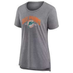 Women's Fanatics Branded Heathered Gray Miami Dolphins Drop Back Modern T-Shirt -Fanatics Clothing Shop 5951778 ALT2