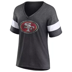 Women's Fanatics Branded Heathered Charcoal San Francisco 49ers Distressed Team Tri-Blend V-Neck T-Shirt 7 Women's Fanatics Branded Heathered Charcoal San Francisco 49ers Distressed Team Tri-Blend V-Neck T-Shirt -Fanatics Clothing Shop 5951993 ALT2
